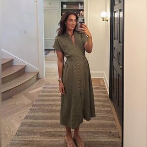 ZARA Linen Blend Midi Dress